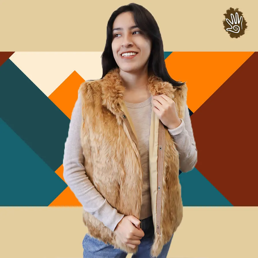 Alpaca Fur Vest "Rounded" Neck - Image 3