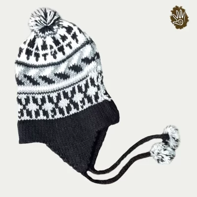 Black & White Chullo Pom Pom