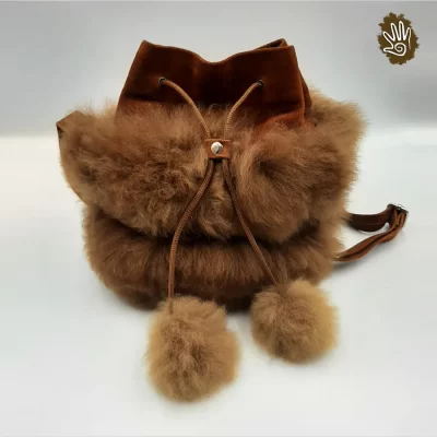 Alpaca Fur Mini Bucket Bag - Caramel