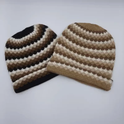 Duo Knitted Beanie Stripes Pattern