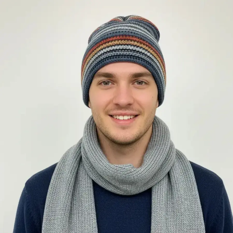 3 Pcs Cool Knitted Cap Colors Stripes - Image 2