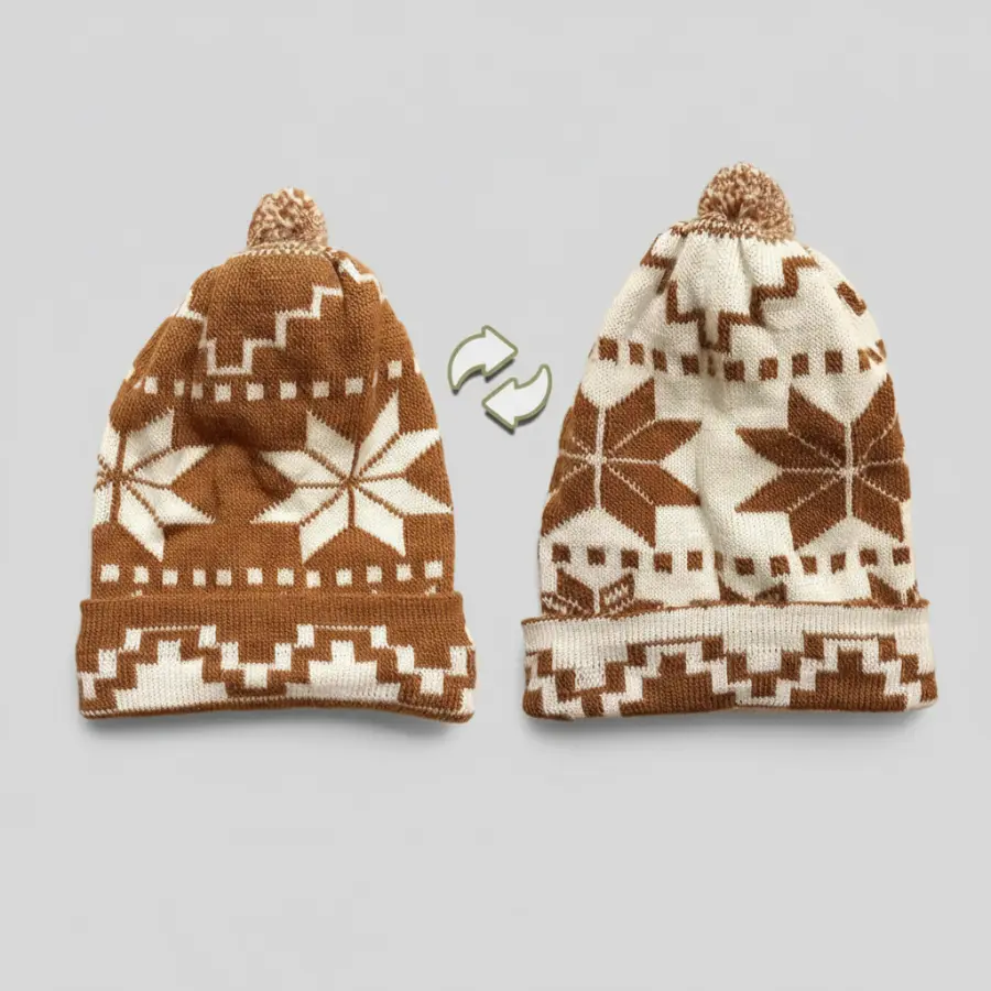 Beanie Hat Reversible Snow