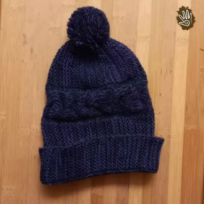 Classic Beanie Hat Blue Knitted