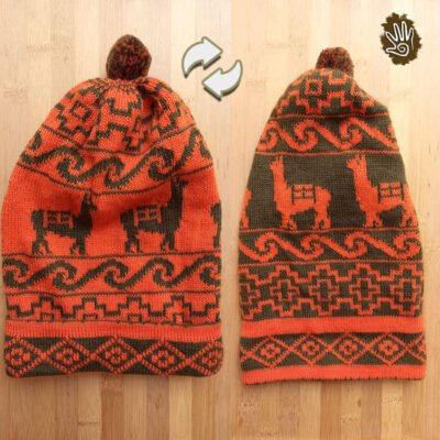 Beanie Hat Reversible Llamas