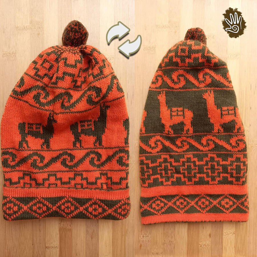 Beanie Hat Reversible Llamas
