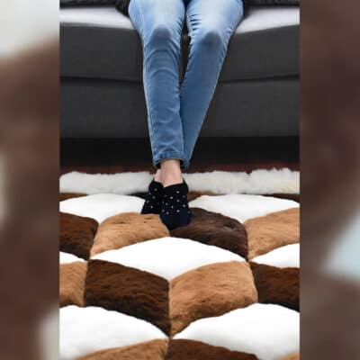 Alpaca Fur Rug Geometric