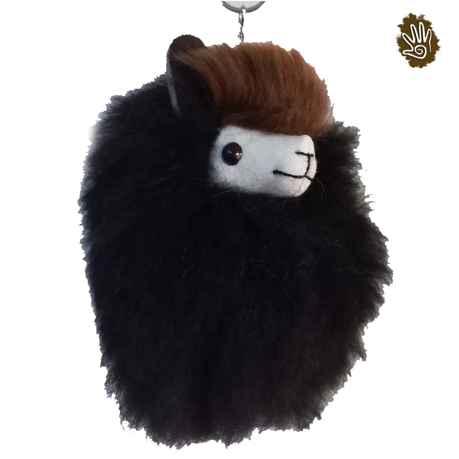 Peruvian Alpaca Head Keychain - Black
