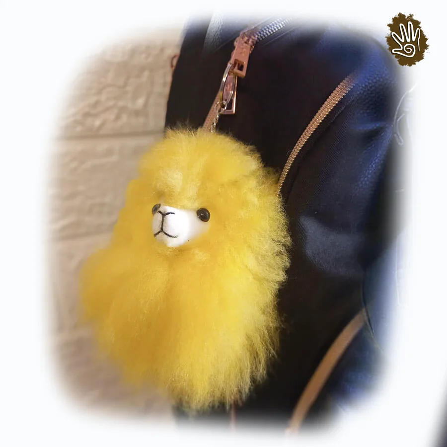Yellow Alpaca Fur Keychain