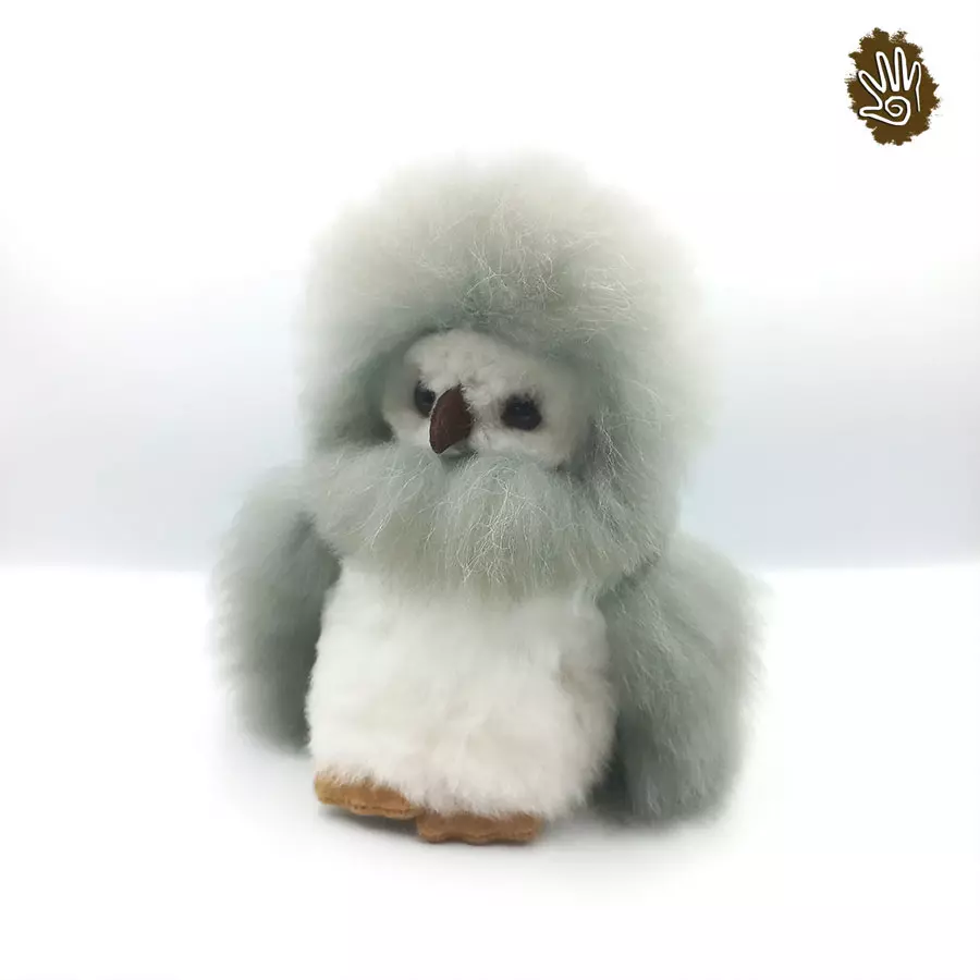 Alpaca Fur Owl Doll 9"