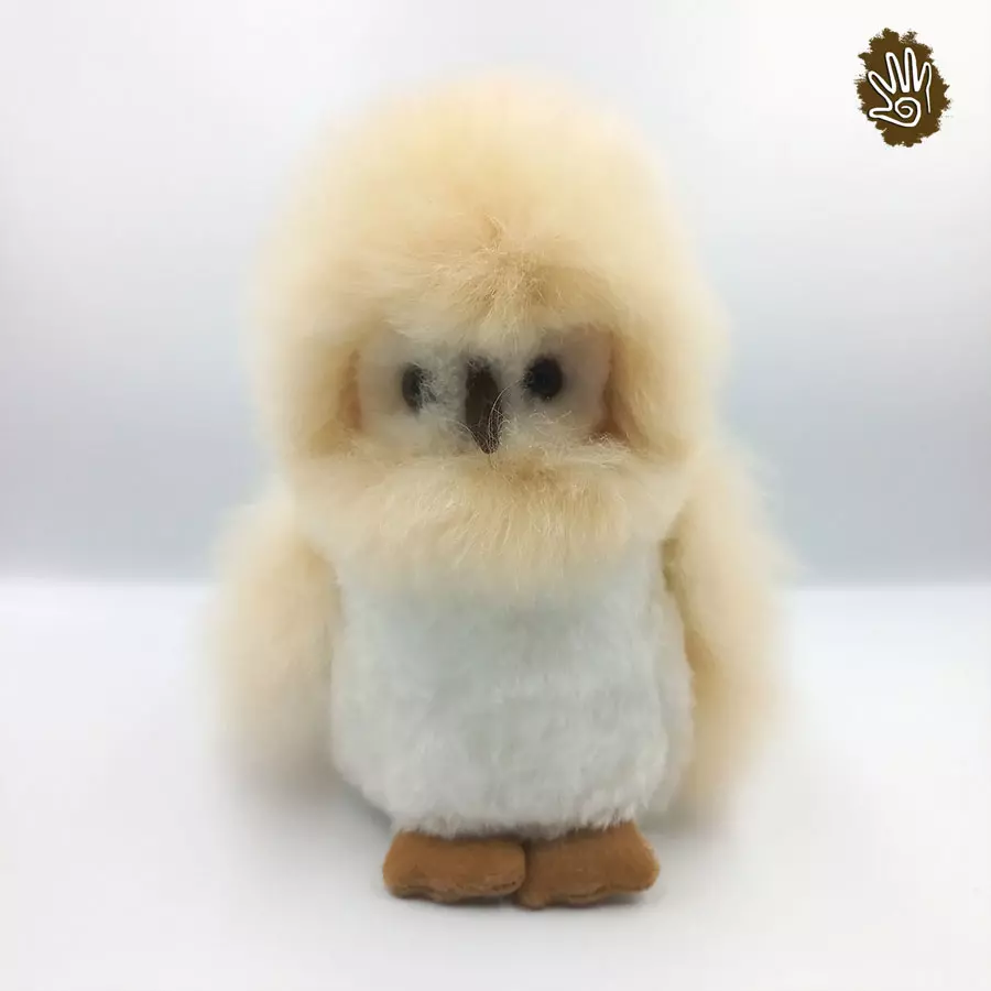 Alpaca Fur Owl Doll 9" - Image 3