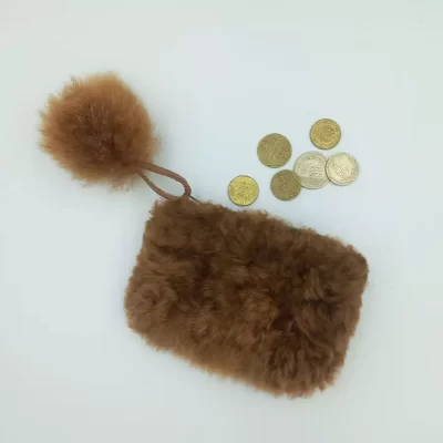 Alpaca Fur Purse/w Pompom