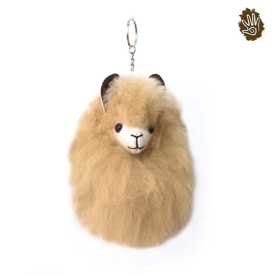 Peruvian Alpaca Head Keychain - Light Brown