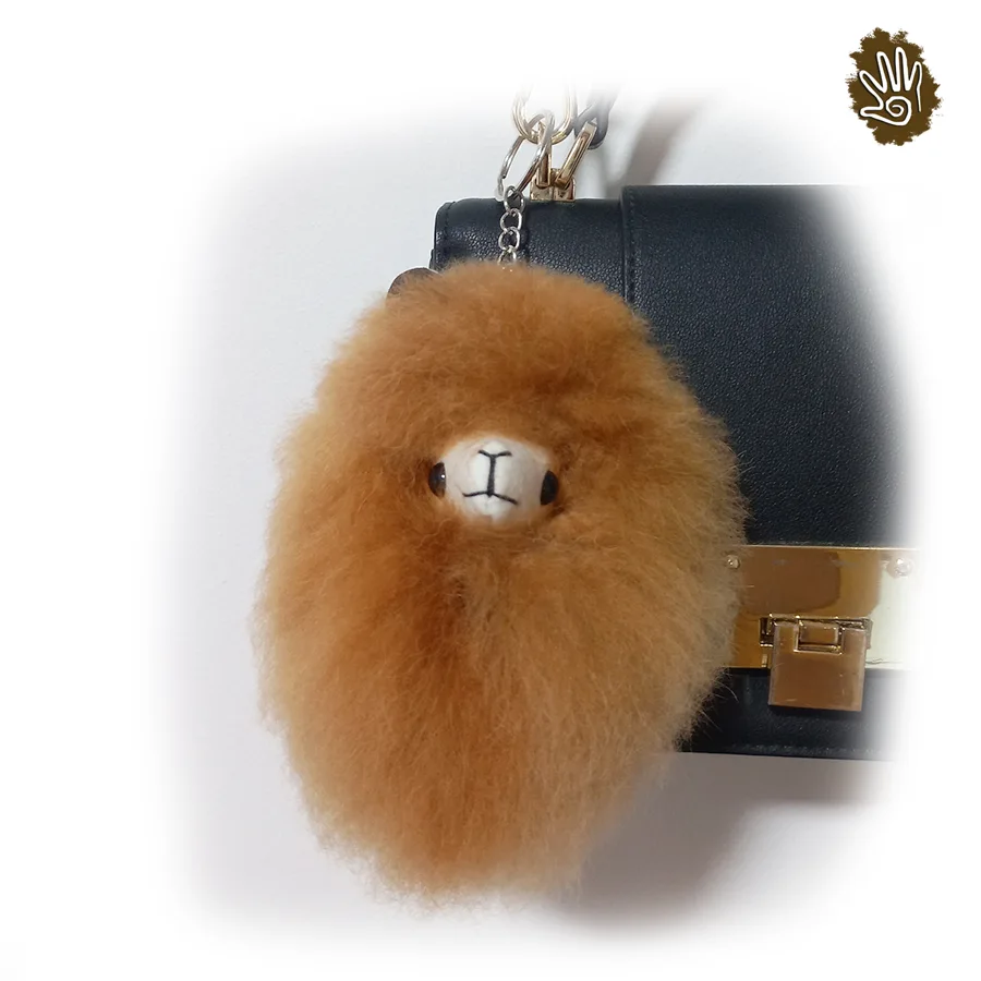 Peruvian Alpaca Head Keychain - Brown
