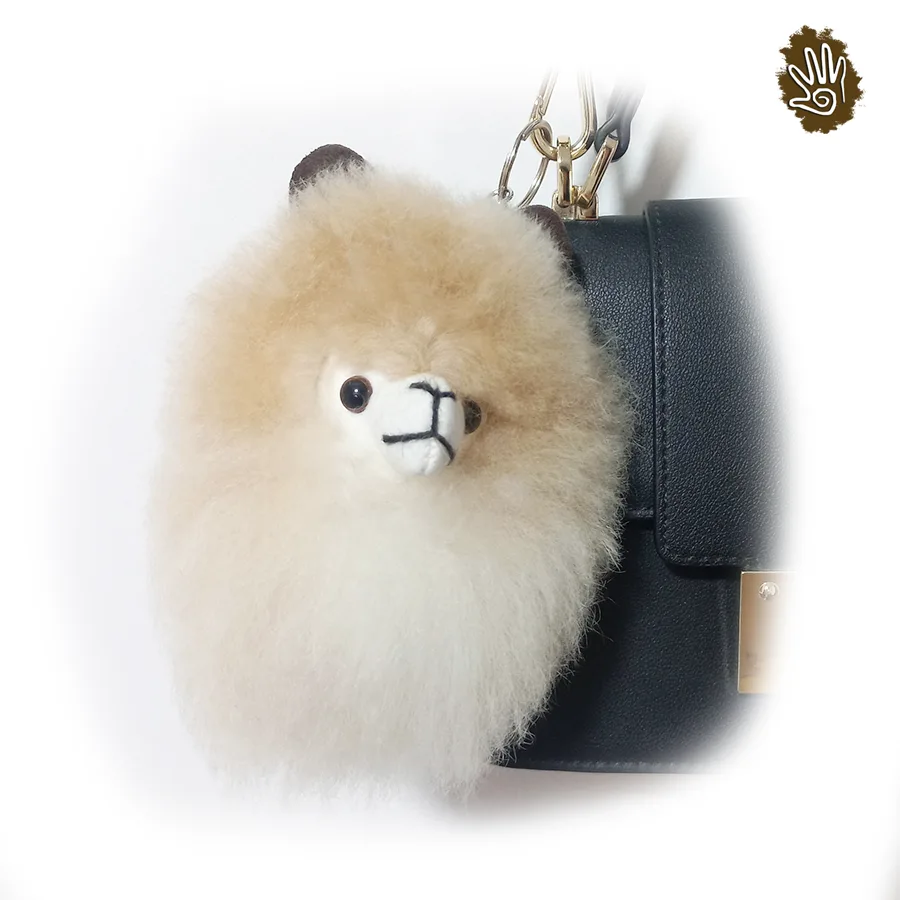 Peruvian Alpaca Head Keychain - Natural