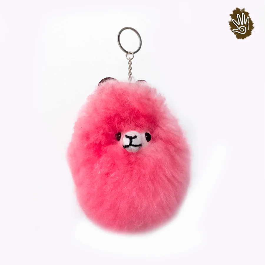 Peruvian Alpaca Head Keychain - Pink