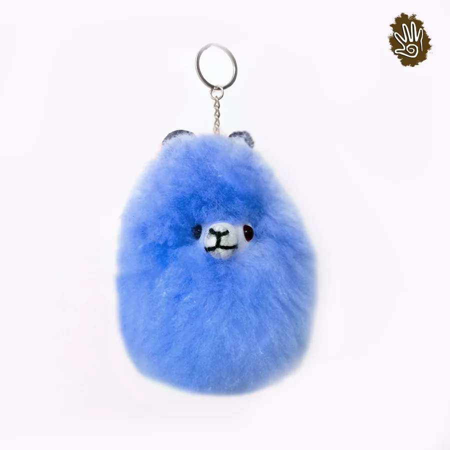Peruvian Alpaca Head Keychain - Blue