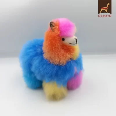 Multicolored Alpaca Fur Stuffed Animal 6"