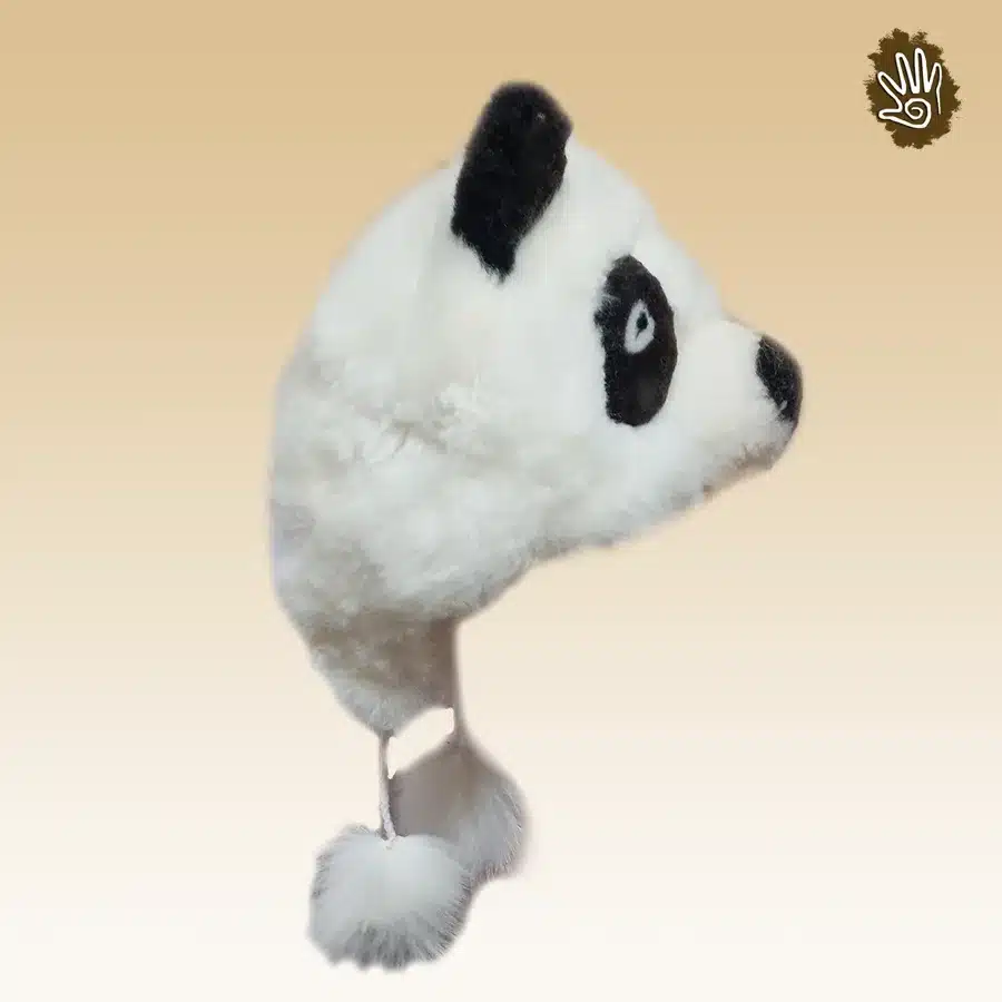 Furry Panda Hat – Alpaca & Sheepskin - Image 2